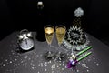 New YearÃ¢â¬â¢s Eve Champagne With Party Items, High Vantage Point Royalty Free Stock Photo